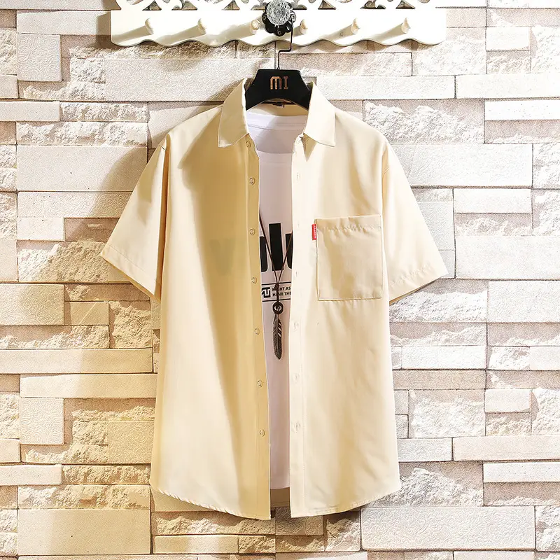 2022 Men Light Blue Short Sleeve Shirt Large