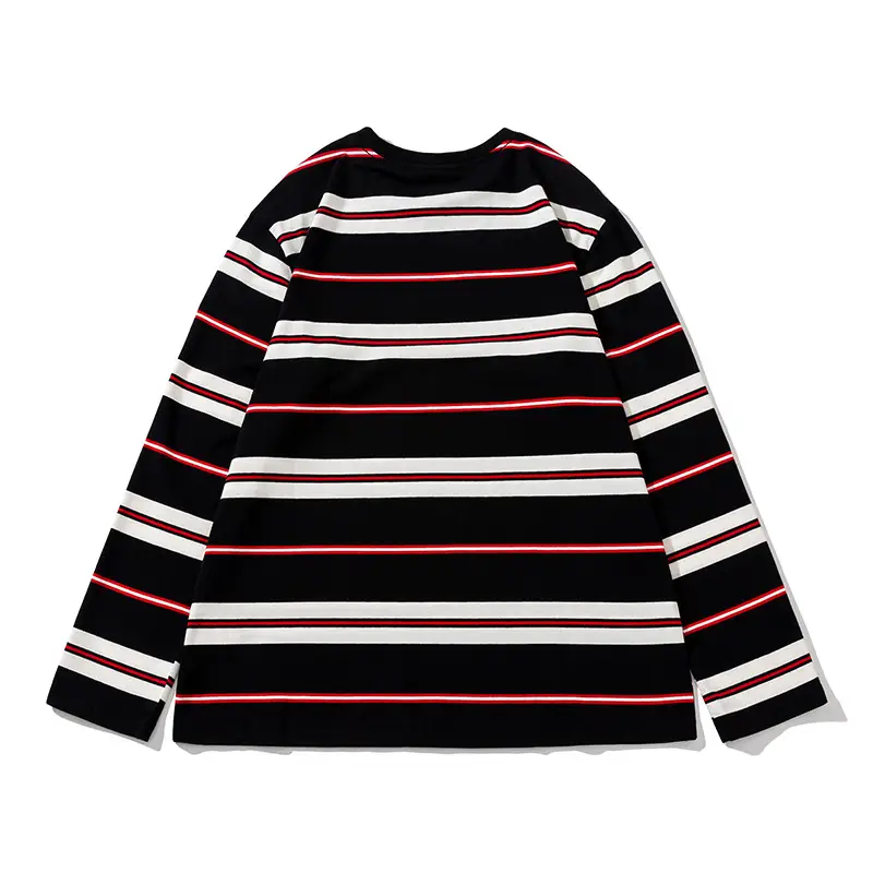 Men Retro Green Yellow Striped Cotton Long Sleeve T-Shirt - Image 5
