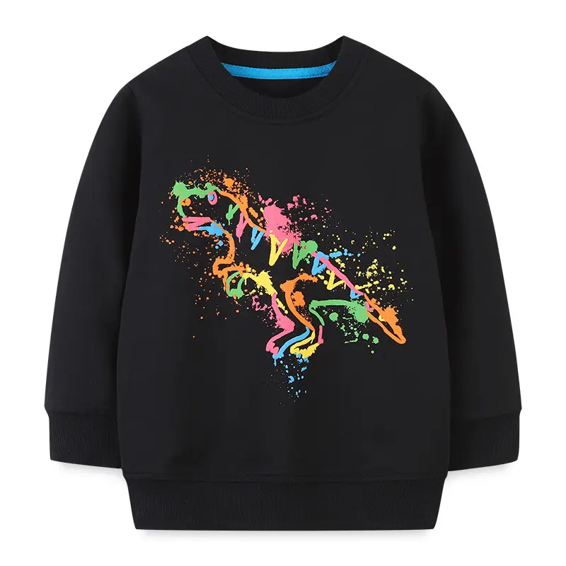 Black Long Sleeve Sweatshirt for Boys Cross Border