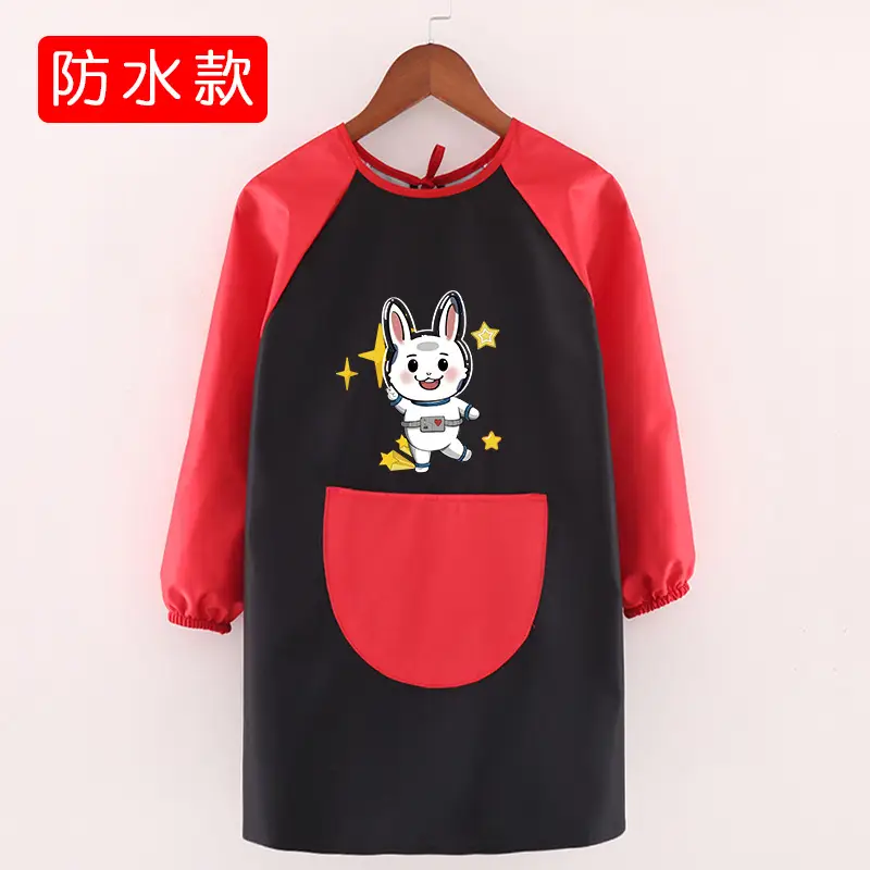 Children's Waterproof Long Sleeve Apron with Bunny Print - Image 9