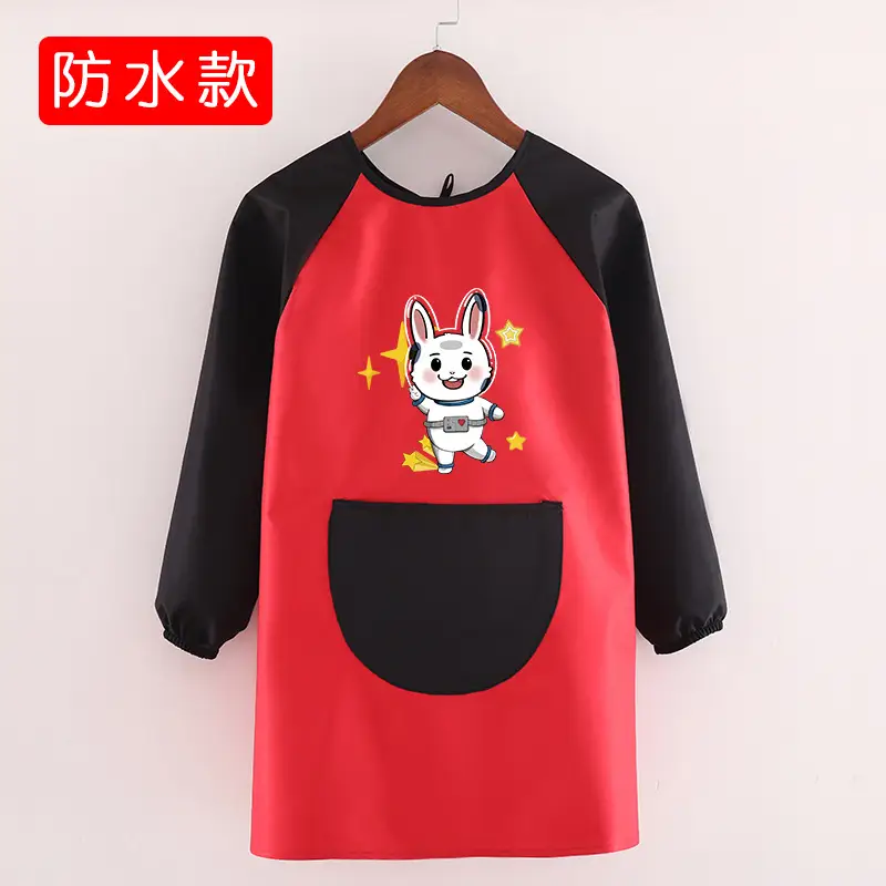 Children's Waterproof Long Sleeve Apron with Bunny Print - Image 10
