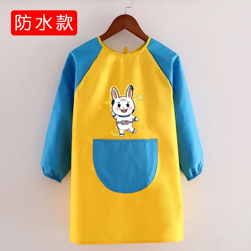 Children's Waterproof Long Sleeve Apron with Bunny Print - Image 11
