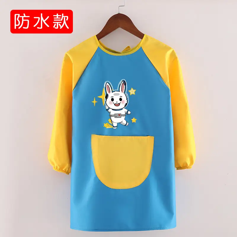Children's Waterproof Long Sleeve Apron with Bunny Print - Image 12