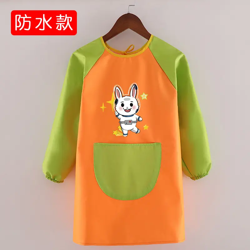 Children's Waterproof Long Sleeve Apron with Bunny Print - Image 13
