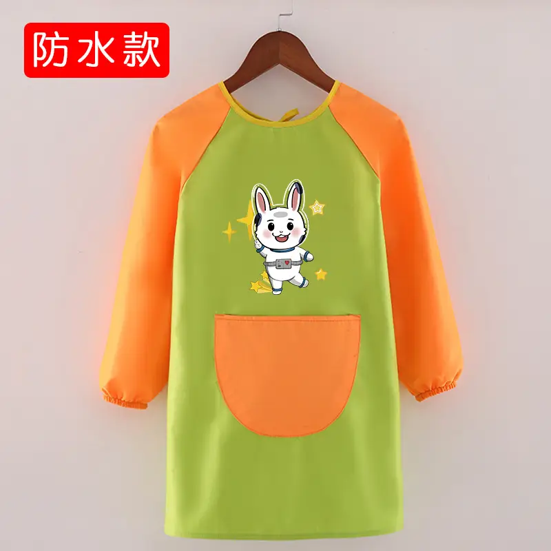 Children's Waterproof Long Sleeve Apron with Bunny Print - Image 14