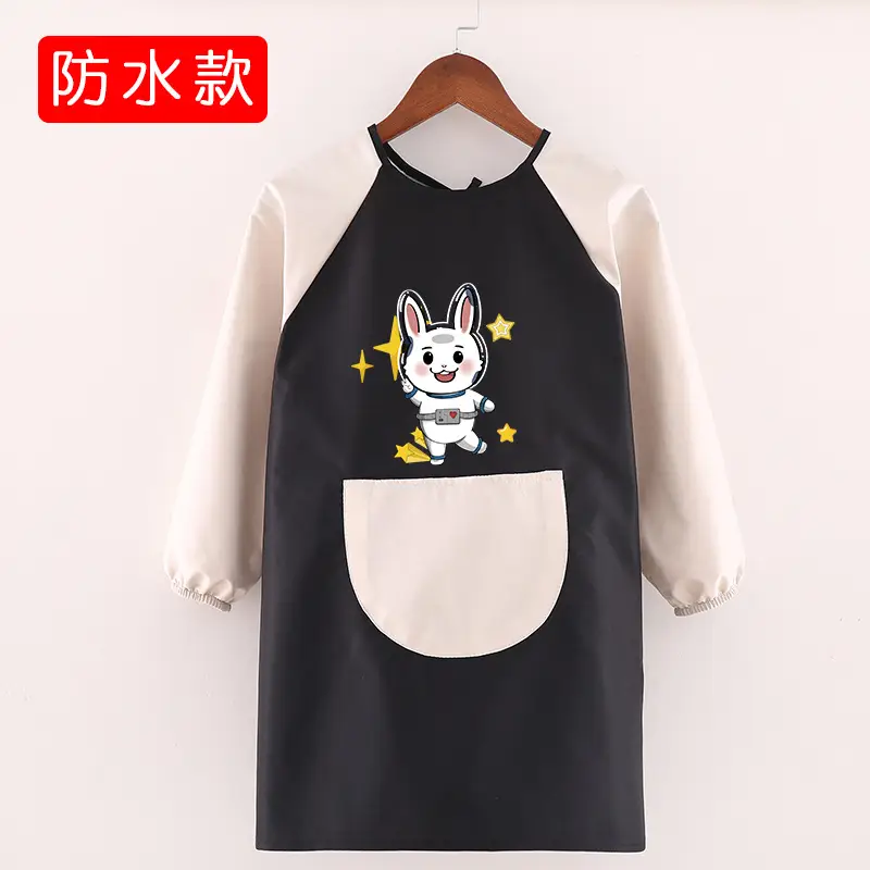 Children's Waterproof Long Sleeve Apron with Bunny Print - Image 16