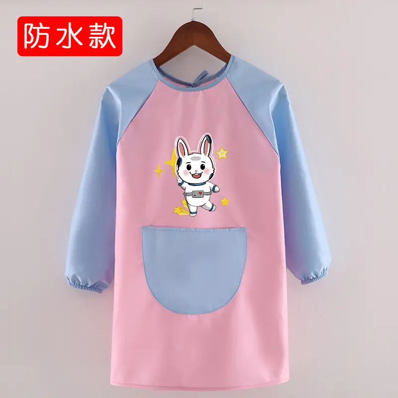 Children's Waterproof Long Sleeve Apron with Bunny Print - Image 17