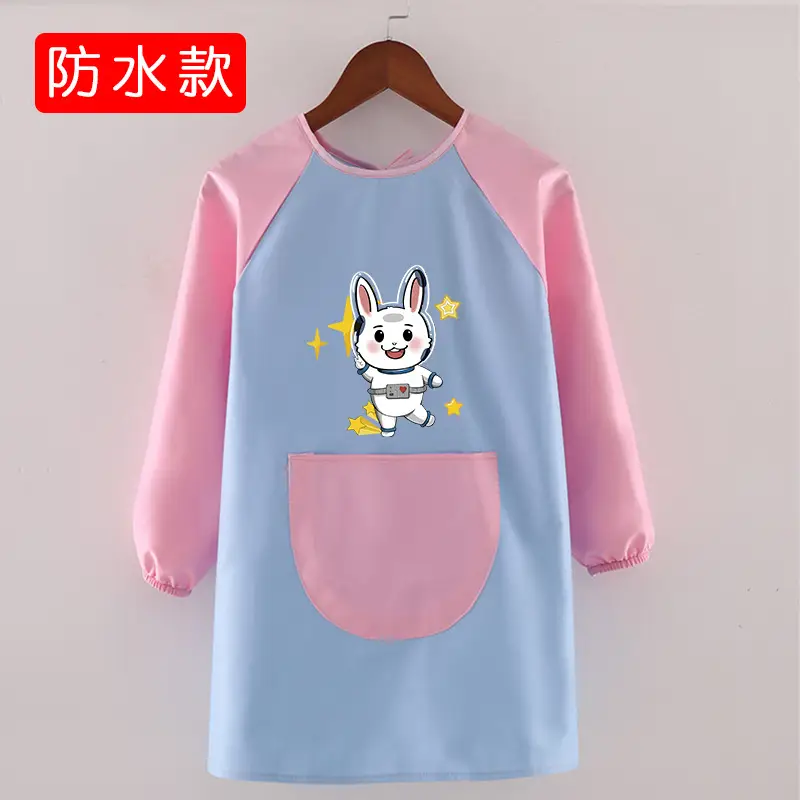 Children's Waterproof Long Sleeve Apron with Bunny Print - Image 18
