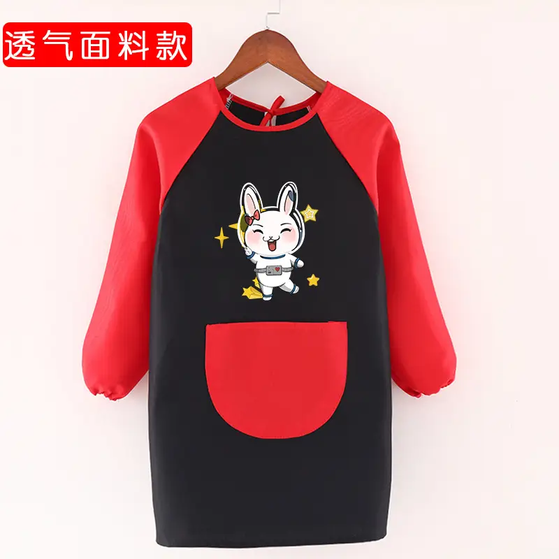 Children's Waterproof Long Sleeve Apron with Bunny Print - Image 19