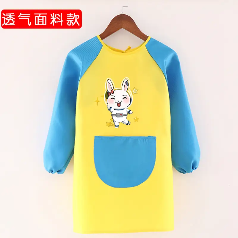 Children's Waterproof Long Sleeve Apron with Bunny Print - Image 21