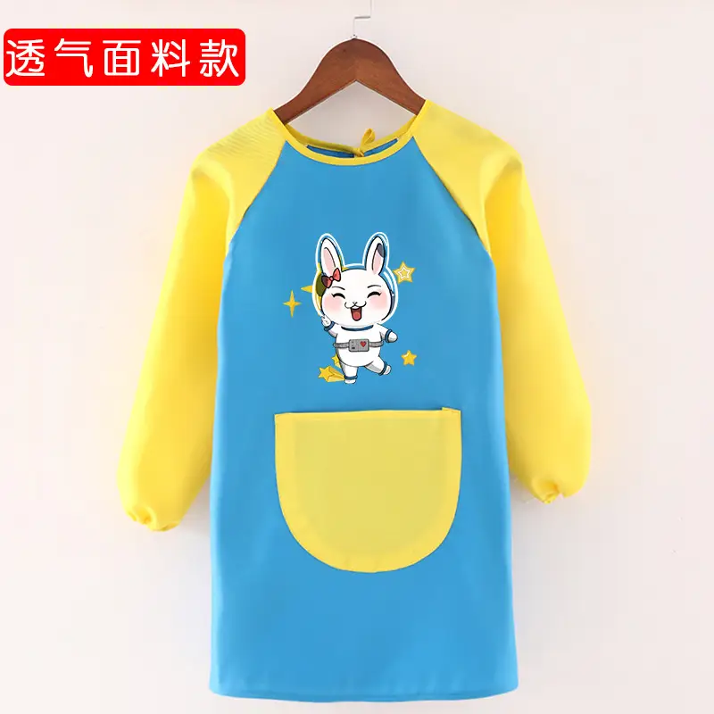 Children's Waterproof Long Sleeve Apron with Bunny Print - Image 22
