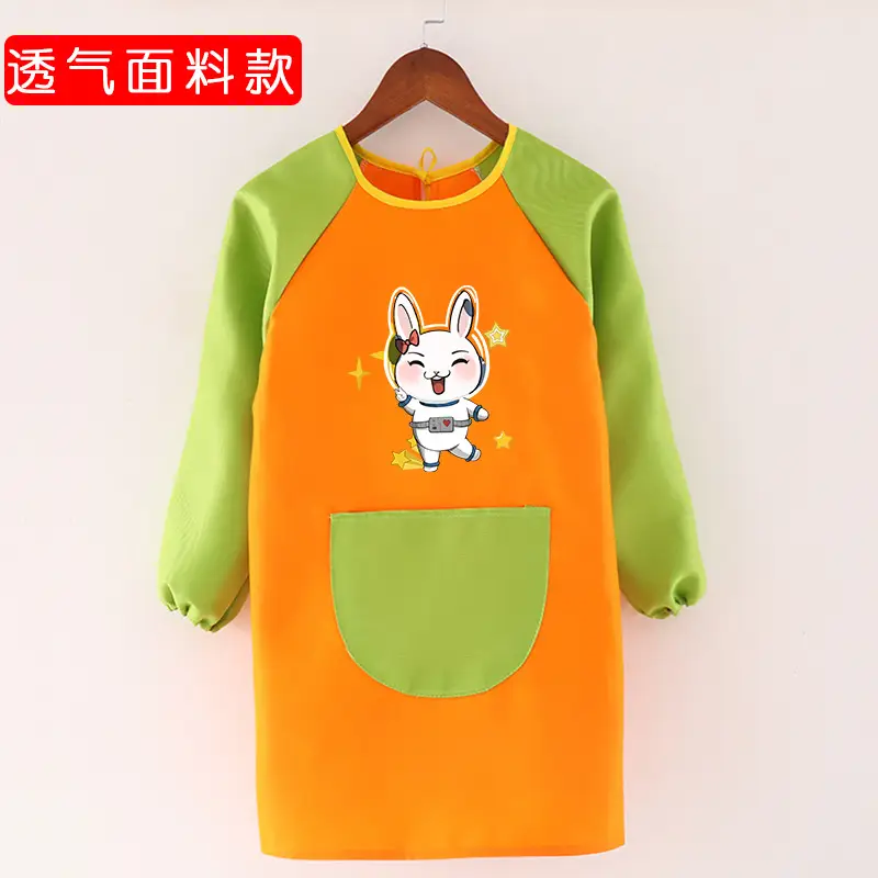 Children's Waterproof Long Sleeve Apron with Bunny Print - Image 23