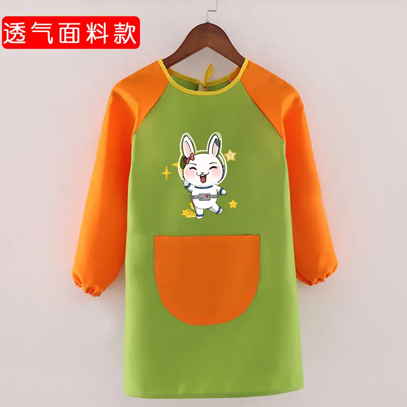 Children's Waterproof Long Sleeve Apron with Bunny Print - Image 24