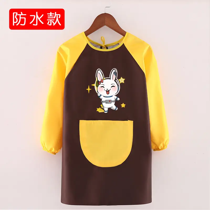 Children's Waterproof Long Sleeve Apron with Bunny Print - Image 25
