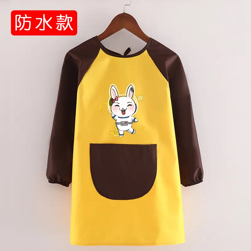 Children's Waterproof Long Sleeve Apron with Bunny Print - Image 26