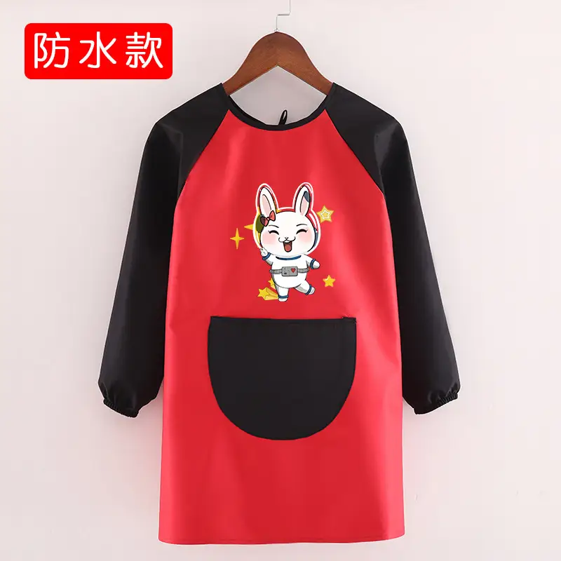Children's Waterproof Long Sleeve Apron with Bunny Print - Image 28