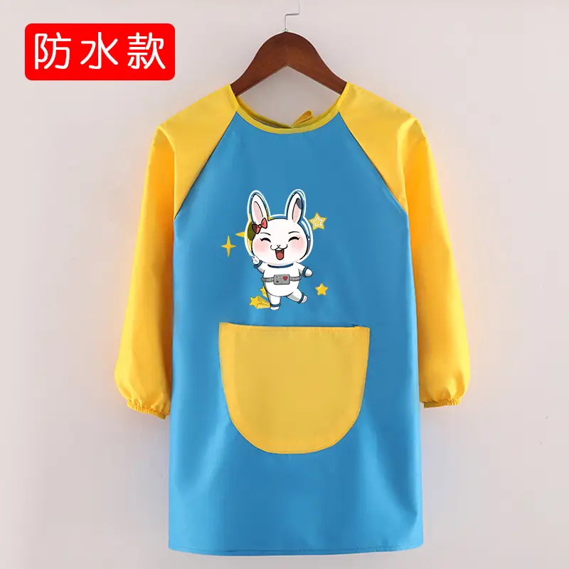 Children's Waterproof Long Sleeve Apron with Bunny Print - Image 30