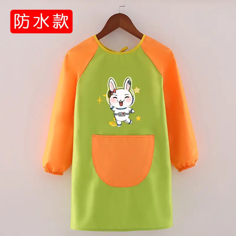 Children's Waterproof Long Sleeve Apron with Bunny Print - Image 32