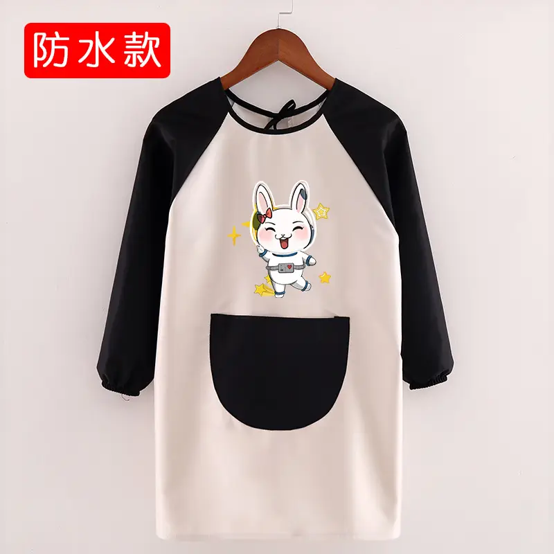 Children's Waterproof Long Sleeve Apron with Bunny Print - Image 33