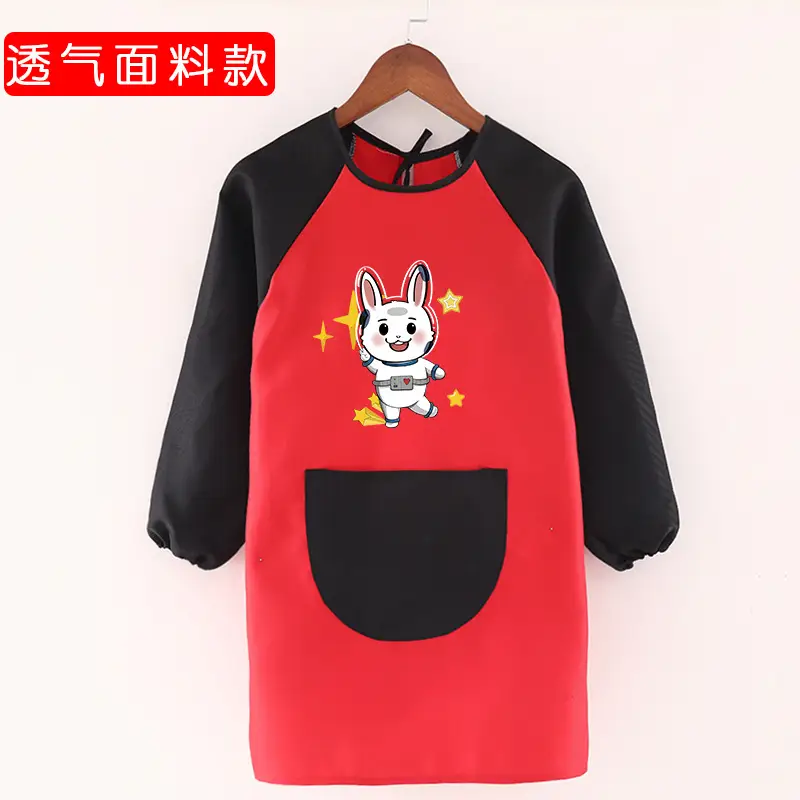 Children's Waterproof Long Sleeve Apron with Bunny Print - Image 2