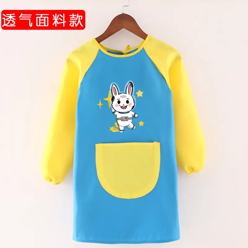 Children's Waterproof Long Sleeve Apron with Bunny Print - Image 4