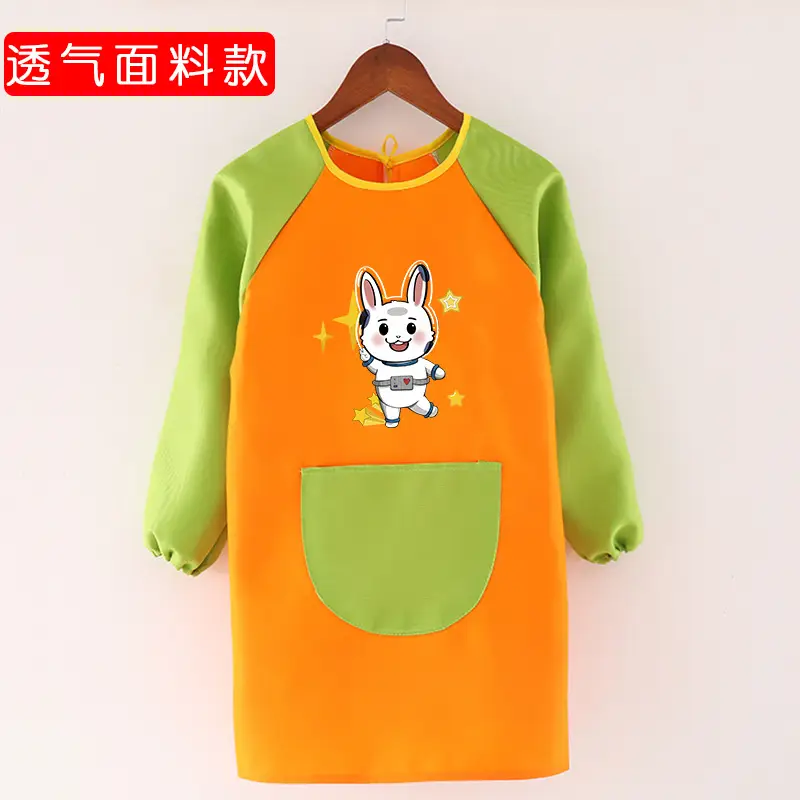 Children's Waterproof Long Sleeve Apron with Bunny Print - Image 5