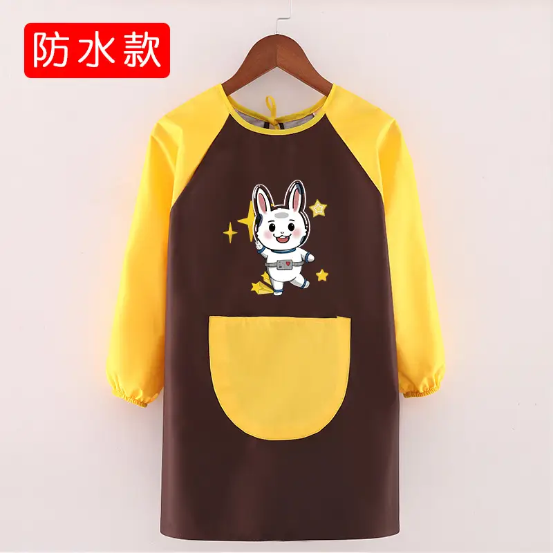 Children's Waterproof Long Sleeve Apron with Bunny Print - Image 7