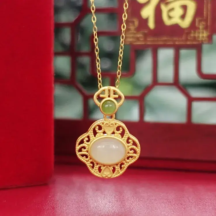 Ancient Gold Hetian Jade Baby Lock Pendant - Image 2