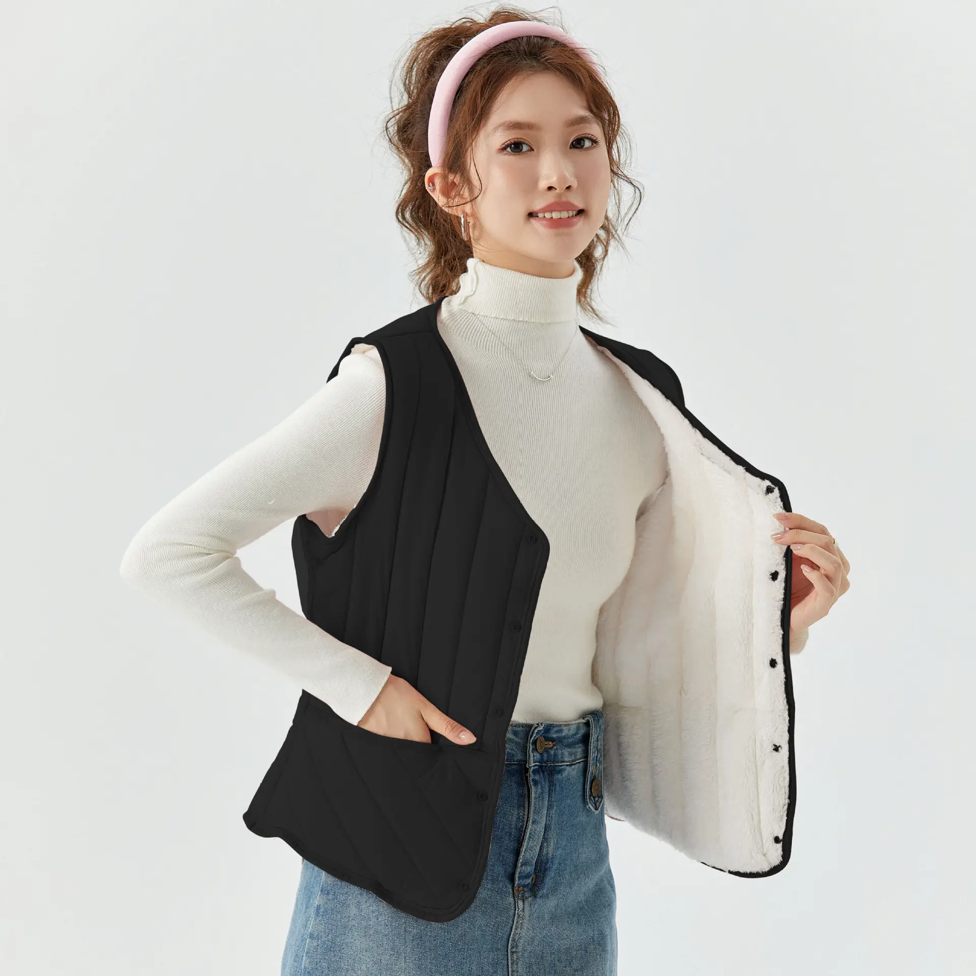 Women's Pink Vest Vesting Top Vest Casual Vest Winter Warm Vest