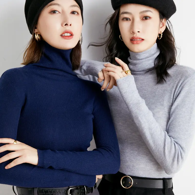 Women's Slim Fit Wool Pile Collar Sweater Brown - Image 10