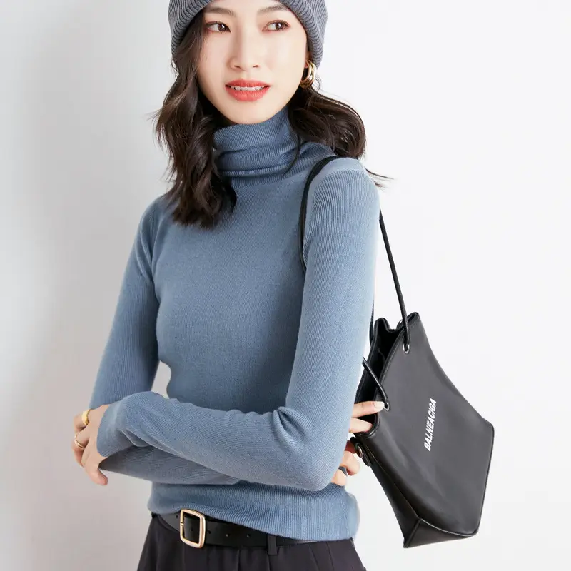 Women's Slim Fit Wool Pile Collar Sweater Brown - Image 11