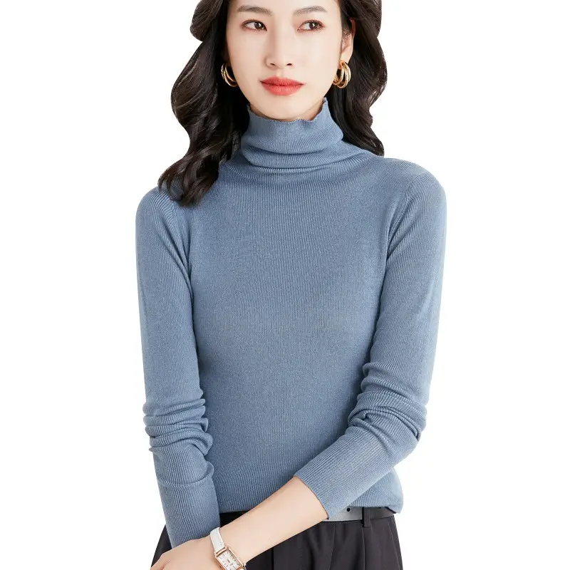 Women's Slim Fit Wool Pile Collar Sweater Brown - Image 13
