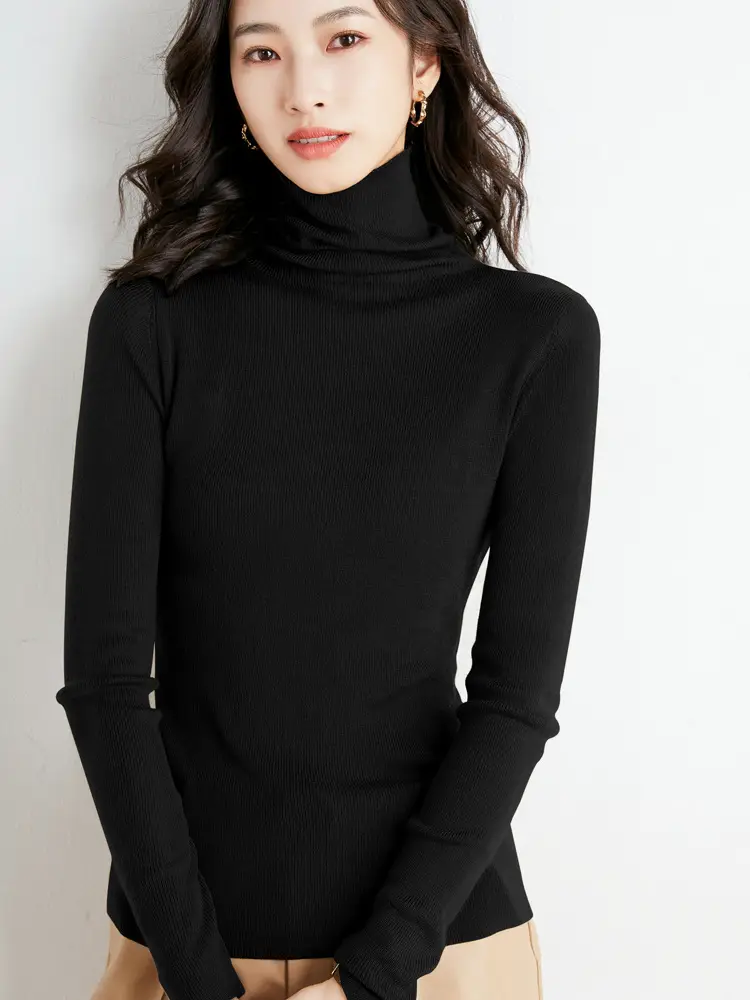 Women's Slim Fit Wool Pile Collar Sweater Brown - Image 5