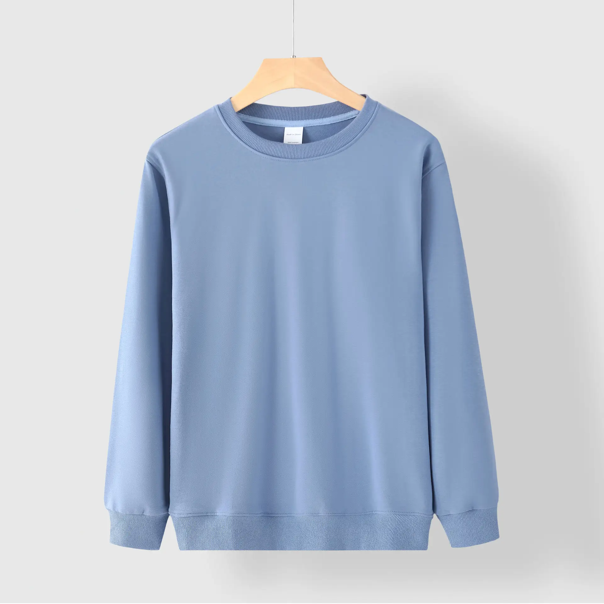 Men's Blue Velvet Padded Long Sleeve Sweater - Image 6
