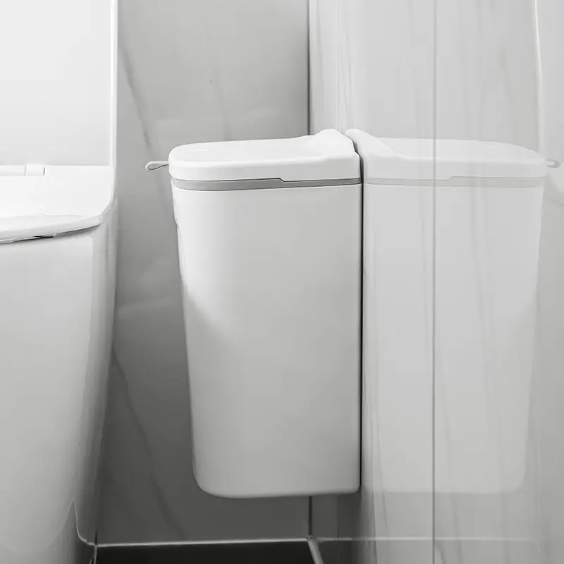 7L Plastic Trash Can with Hanging Lid No Drilling - Image 7