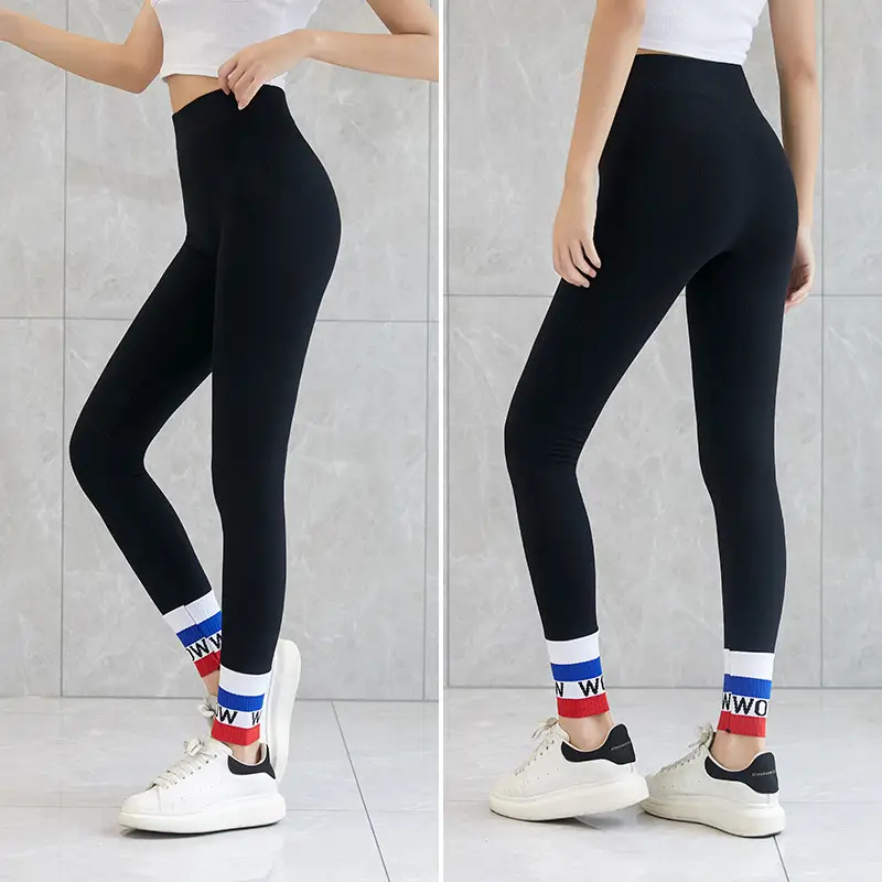 Black Fat Increase Plus Size Leggings with Stitching - Image 11