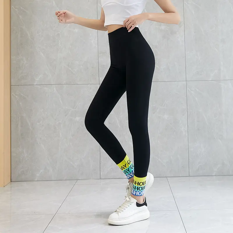 Black Fat Increase Plus Size Leggings with Stitching - Image 5