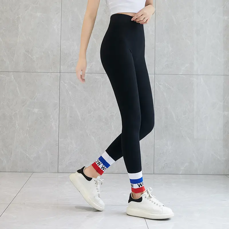 Black Fat Increase Plus Size Leggings with Stitching - Image 6