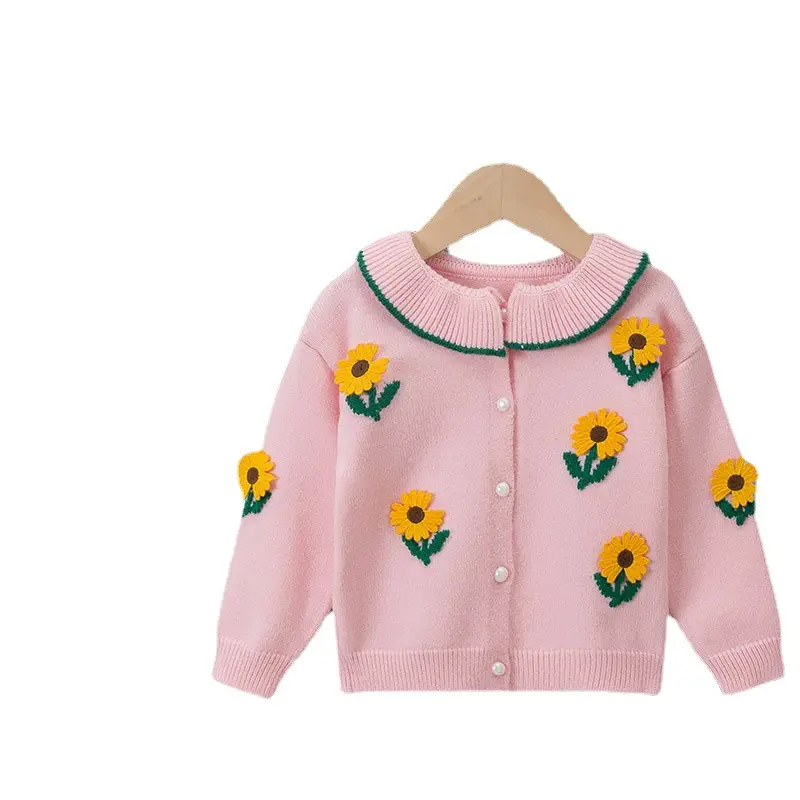 Girls' Sunflower Knitted Sweater Cardigan 1Yr Spring Autumn - Image 5