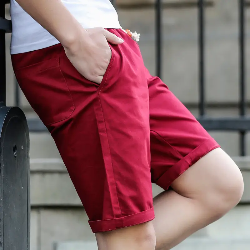 Men's Yellow Cotton Shorts 2021 Summer Casual Loose Fit