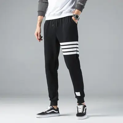 Men Navy Blue Jogger Pants with White Stripes - Image 27
