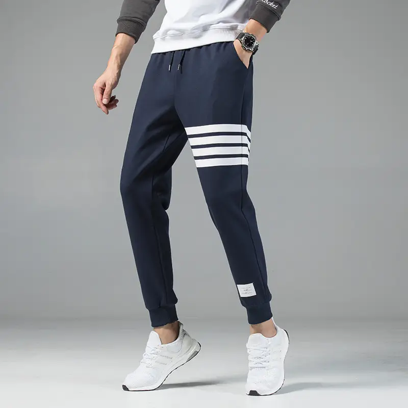 Men Navy Blue Jogger Pants with White Stripes - Image 28