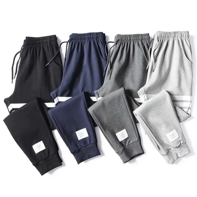 Men Navy Blue Jogger Pants with White Stripes - Image 29