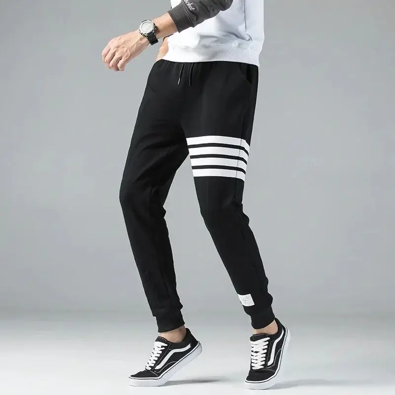 Men Navy Blue Jogger Pants with White Stripes - Image 17
