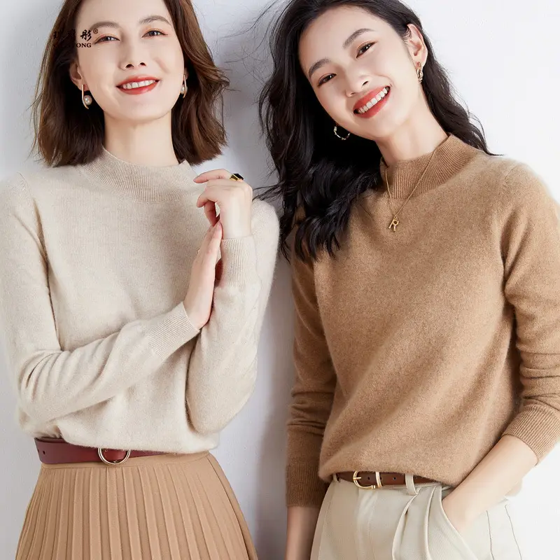 Women's New Autumn Winter Knitted Half Turtleneck Sweater - Image 16