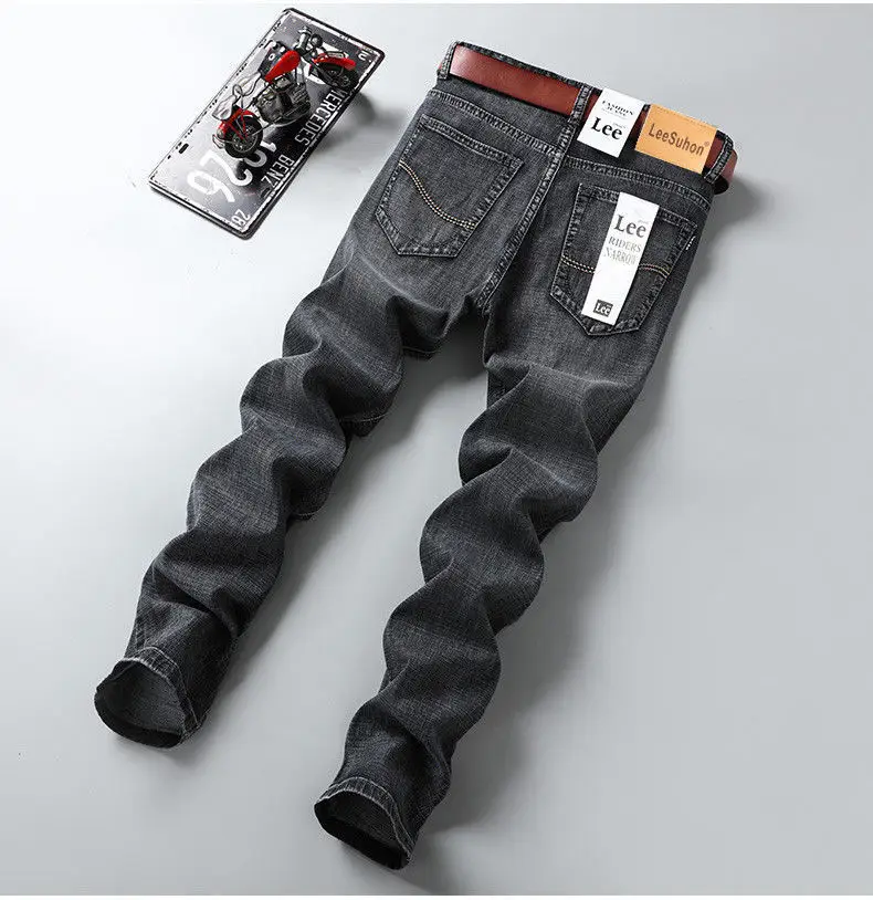 Men Slim Fit Blue Denim Pants Summer Thin Stretch — feature 9
