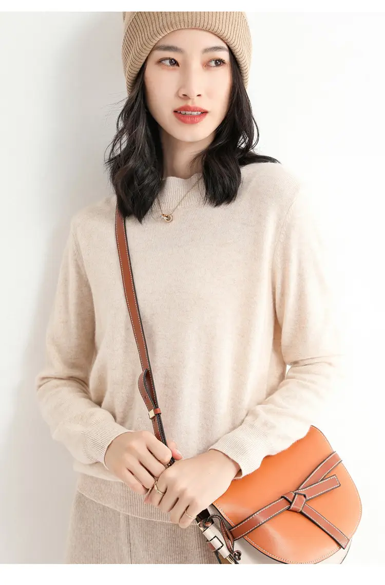 Women's Blue Korean Style Half Turtleneck Pullover Sweater — feature 16
