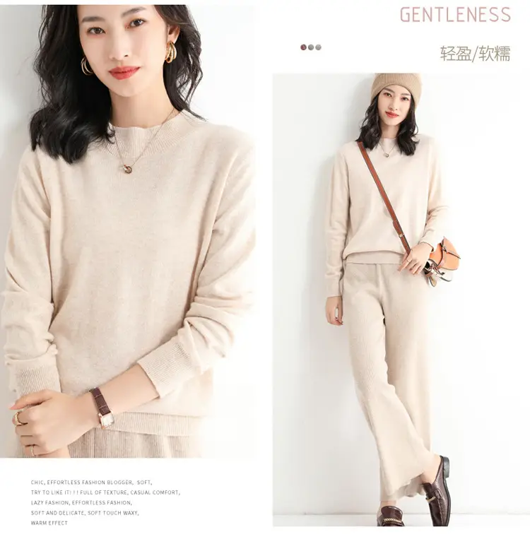 Women's Blue Korean Style Half Turtleneck Pullover Sweater — feature 17