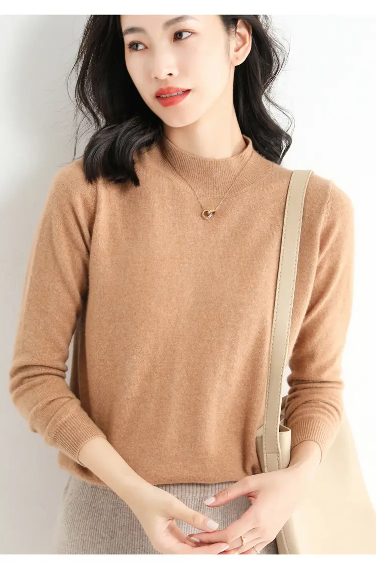 Women's Blue Korean Style Half Turtleneck Pullover Sweater — feature 19