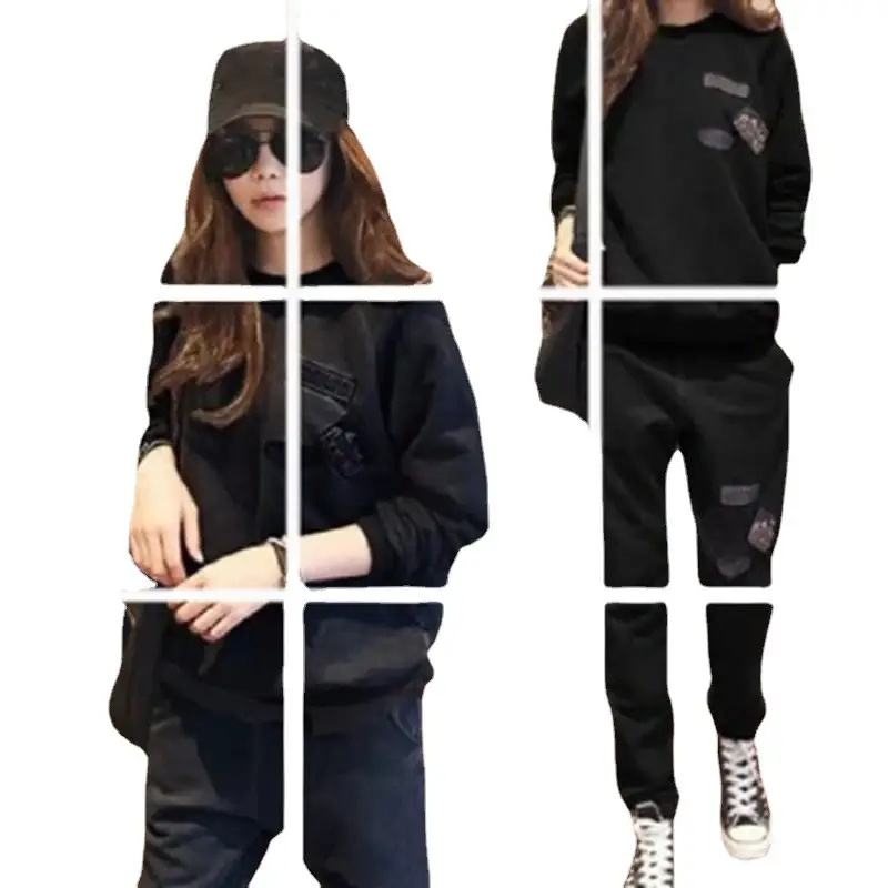 Women Casual Sweatshirt Set Grey Black Fleece 2026 - Image 7